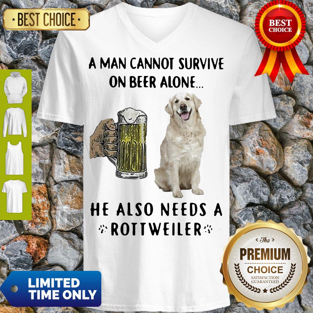 official-a-man-cannot-survive-on-beer-alone-he-also-needs-a-rottweiler-dog-paw-v-neck.jpg