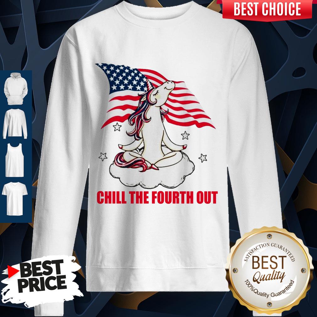 Official American Flag Unicorn Chill The Fourth Out White Shirt