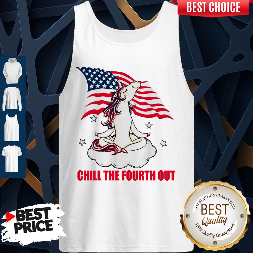 Official American Flag Unicorn Chill The Fourth Out White Shirt