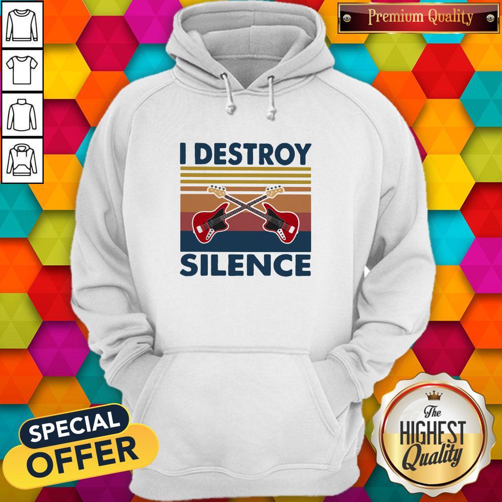 Official Bass Guitar I Destroy Silence Vintage Retro Shirt