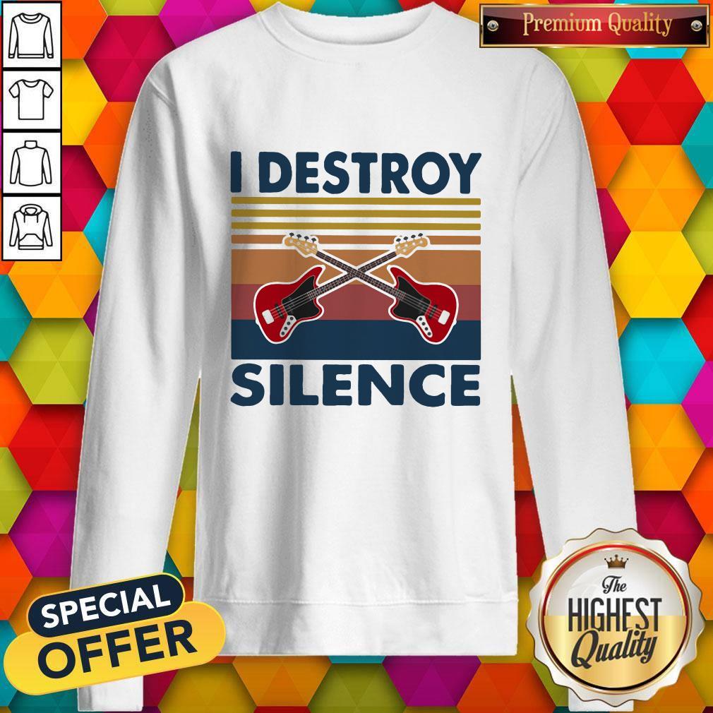 Official Bass Guitar I Destroy Silence Vintage Retro Shirt