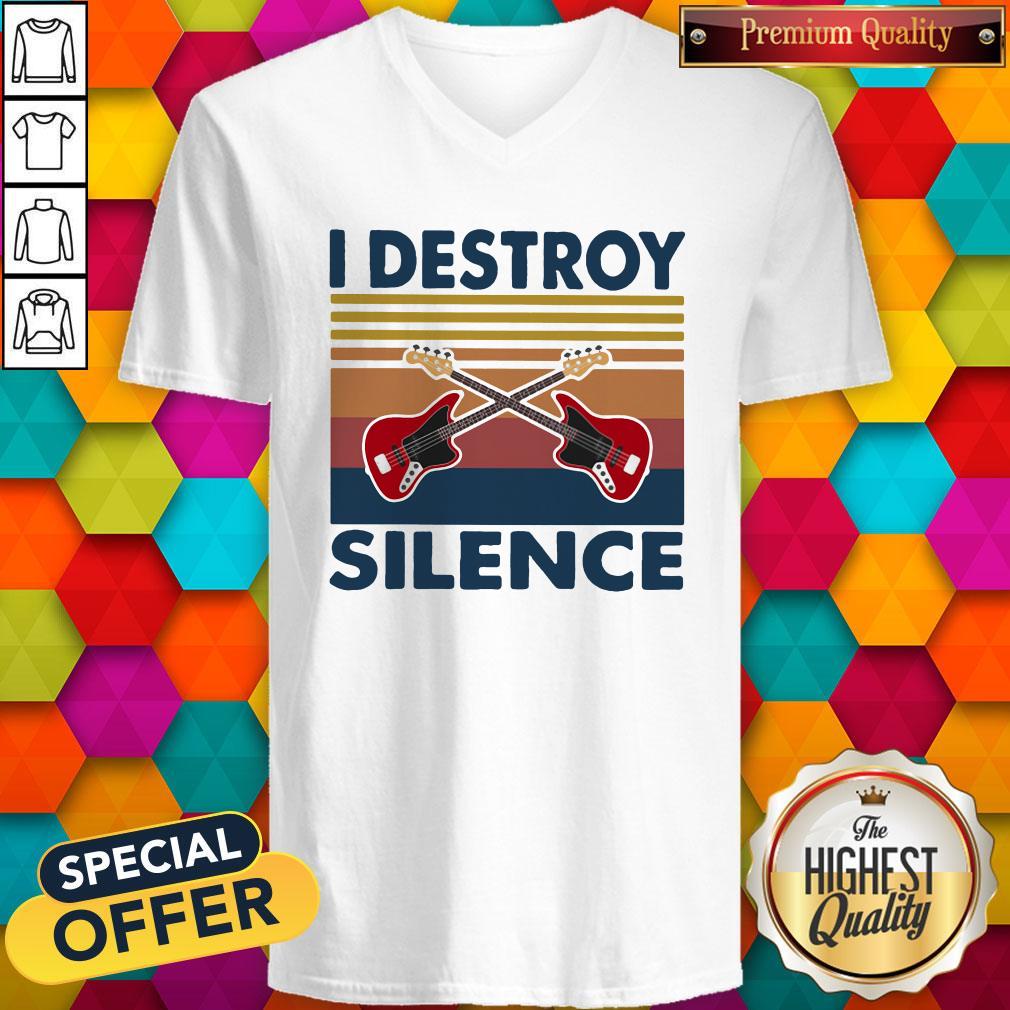 Official Bass Guitar I Destroy Silence Vintage Retro Shirt