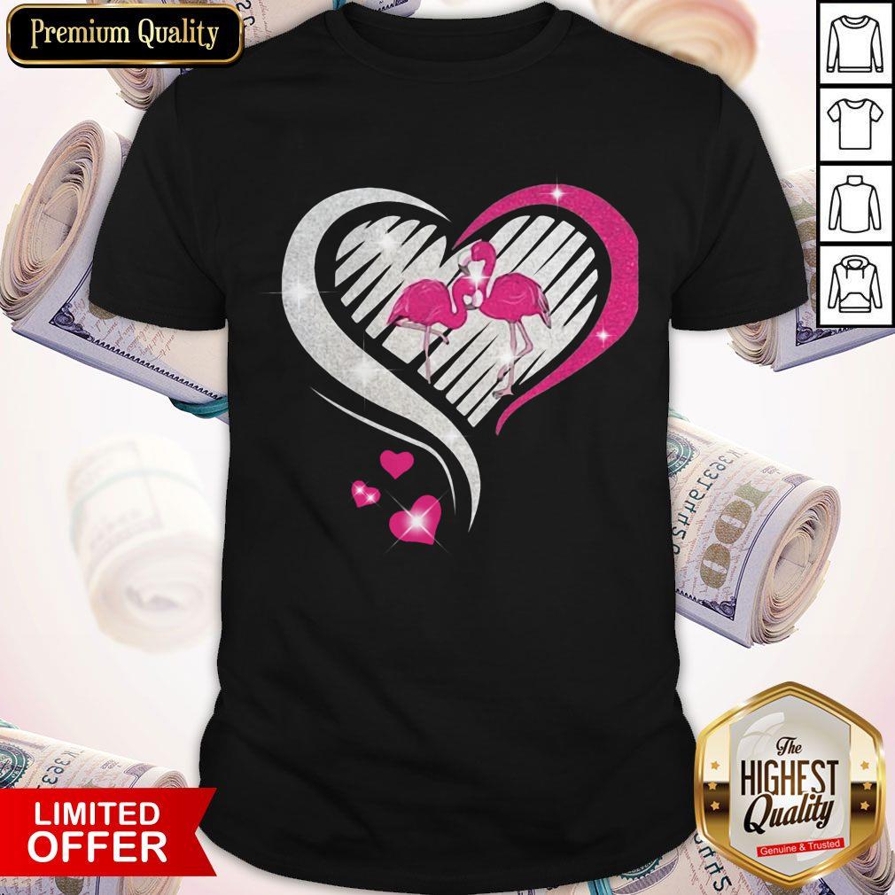 Official Diamond Heart Flamingos Shirt