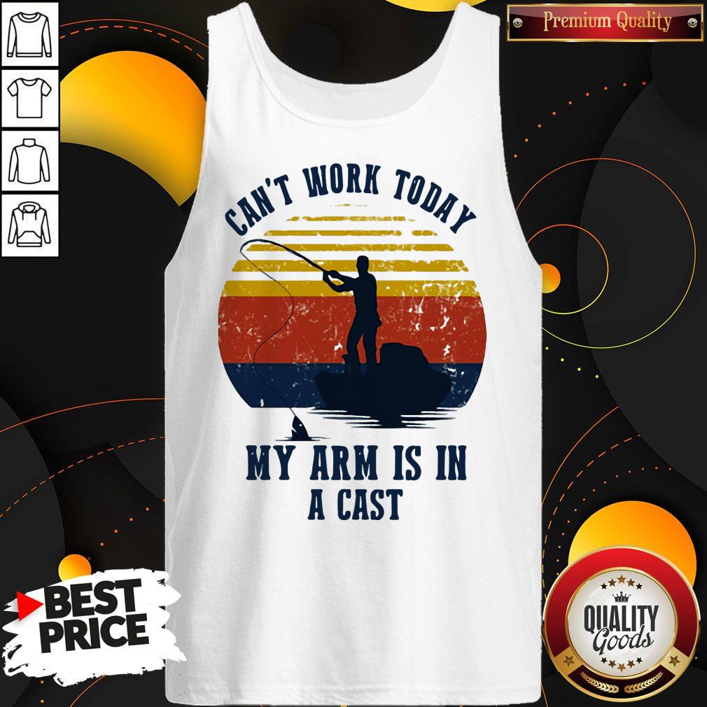 Official Fishing Can't Work Today My Arm Is In A Cast Vintage Retro Shirt
