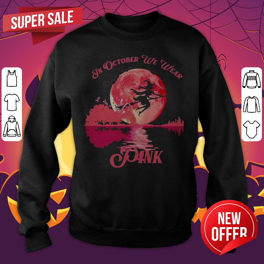 Official Girl Witch In October We Wear Pink Halloween Shirt