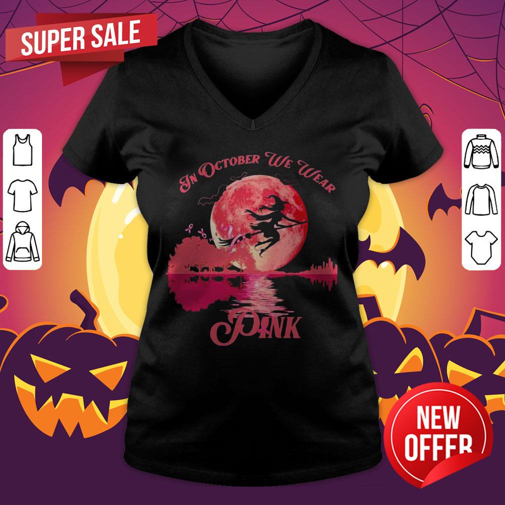 Official Girl Witch In October We Wear Pink Halloween Shirt