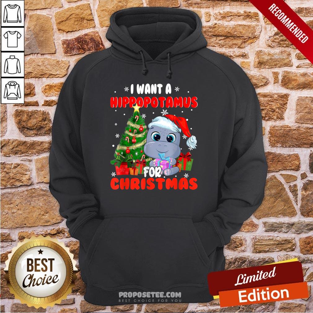 Official Hippo Santa I Want A For Christmas Shirt