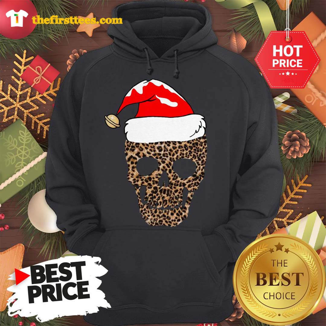 Official Leopard Skull Santa Hat Christmas Shirt