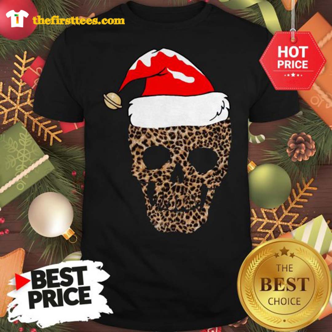 Official Leopard Skull Santa Hat Christmas Shirt