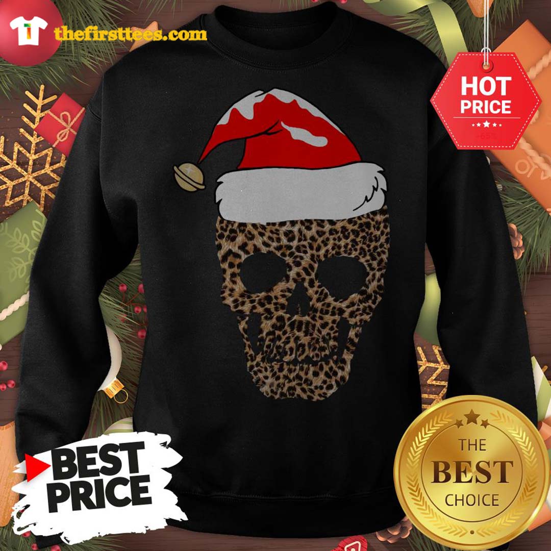 Official Leopard Skull Santa Hat Christmas Shirt