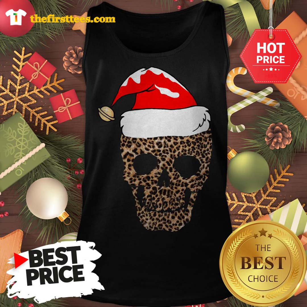 Official Leopard Skull Santa Hat Christmas Shirt