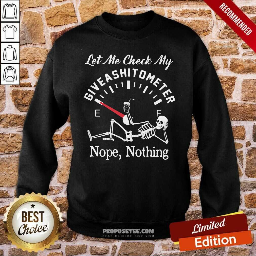 Official Let Me Check My Give A Shitometer Nope Nothing Skull Shirt