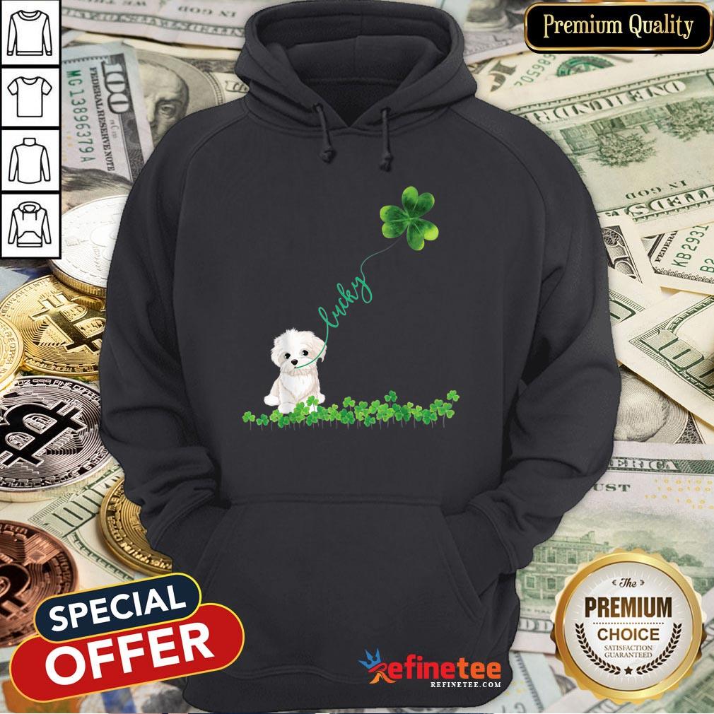 Official Lucky Maltese Dog Shamrock St Patrick Day Tshirt