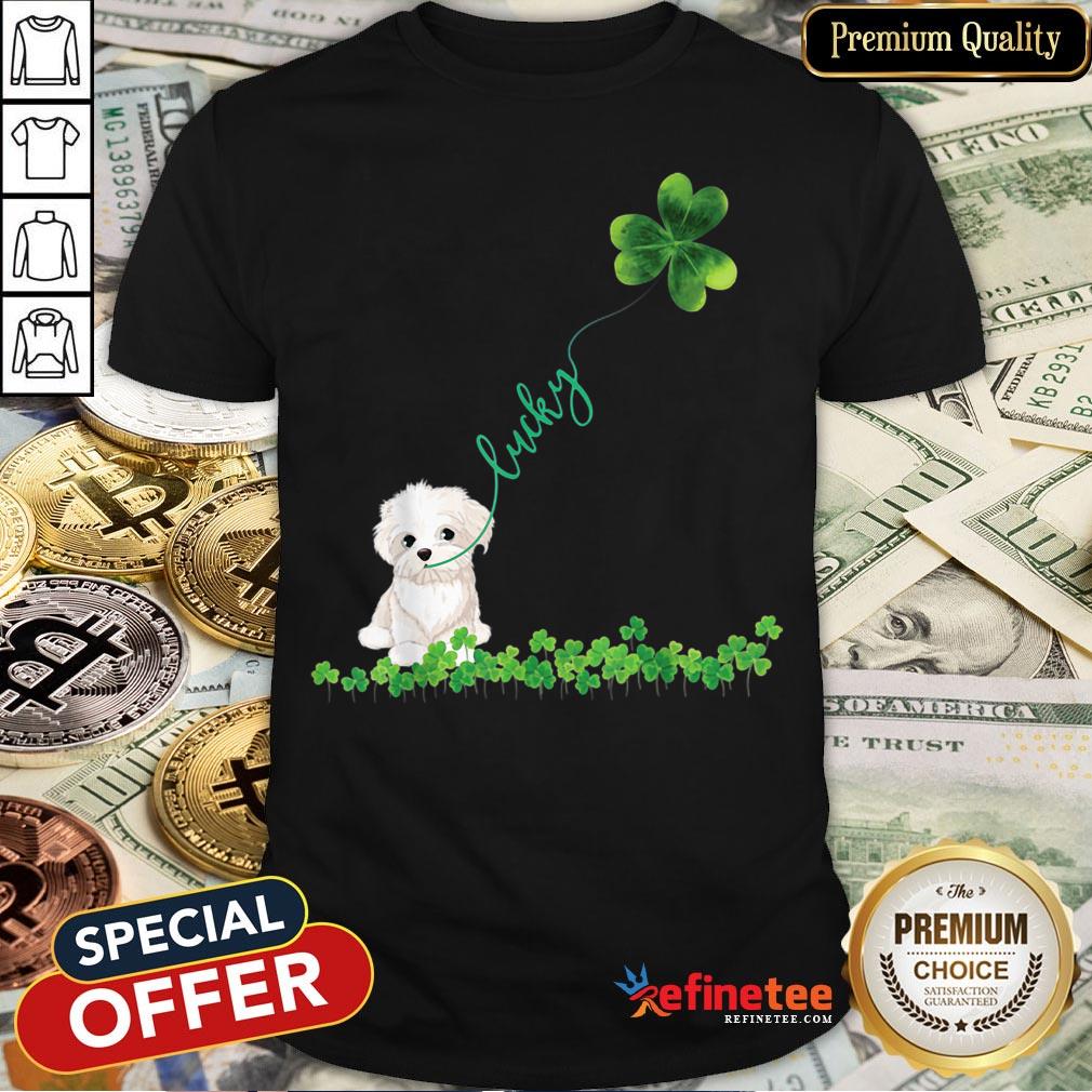 Official Lucky Maltese Dog Shamrock St Patrick Day Tshirt