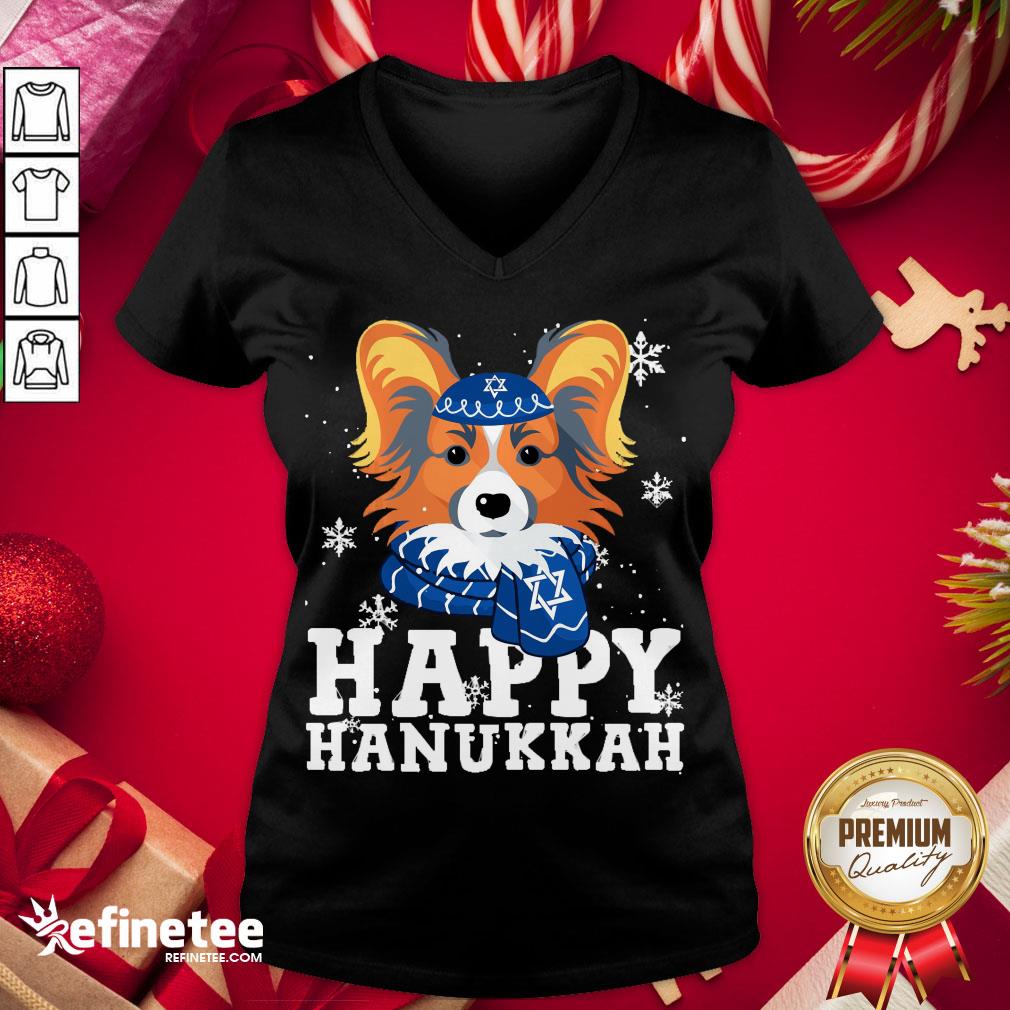 Official Merry Christmas Happy Hanukkah Papillon Dog Funny Noel Xmas Shirt
