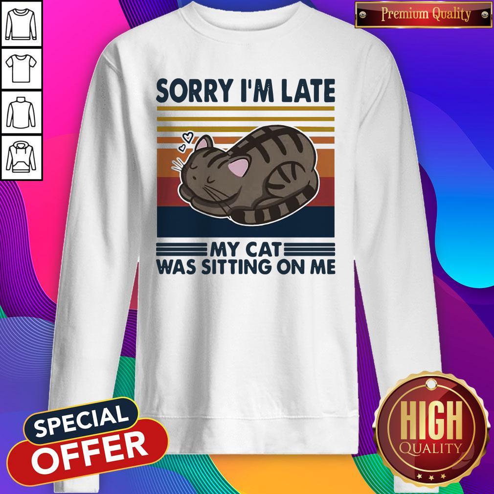 Official Sorry I’m Late My Cat Was Sitting On Me Cat Vintage Shirt