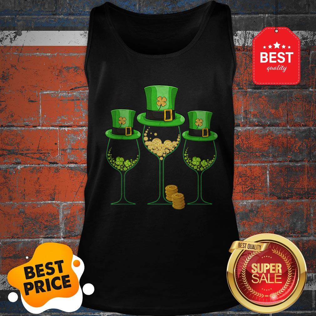 Official Three Wine Glass St Patrick’s Day Gifts Lucky Irish Shamrock Shirt