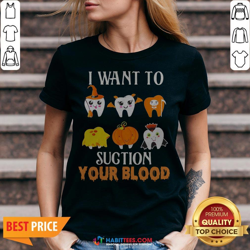 Official Tooths I Want To Suction Your Blood Halloween Shirt