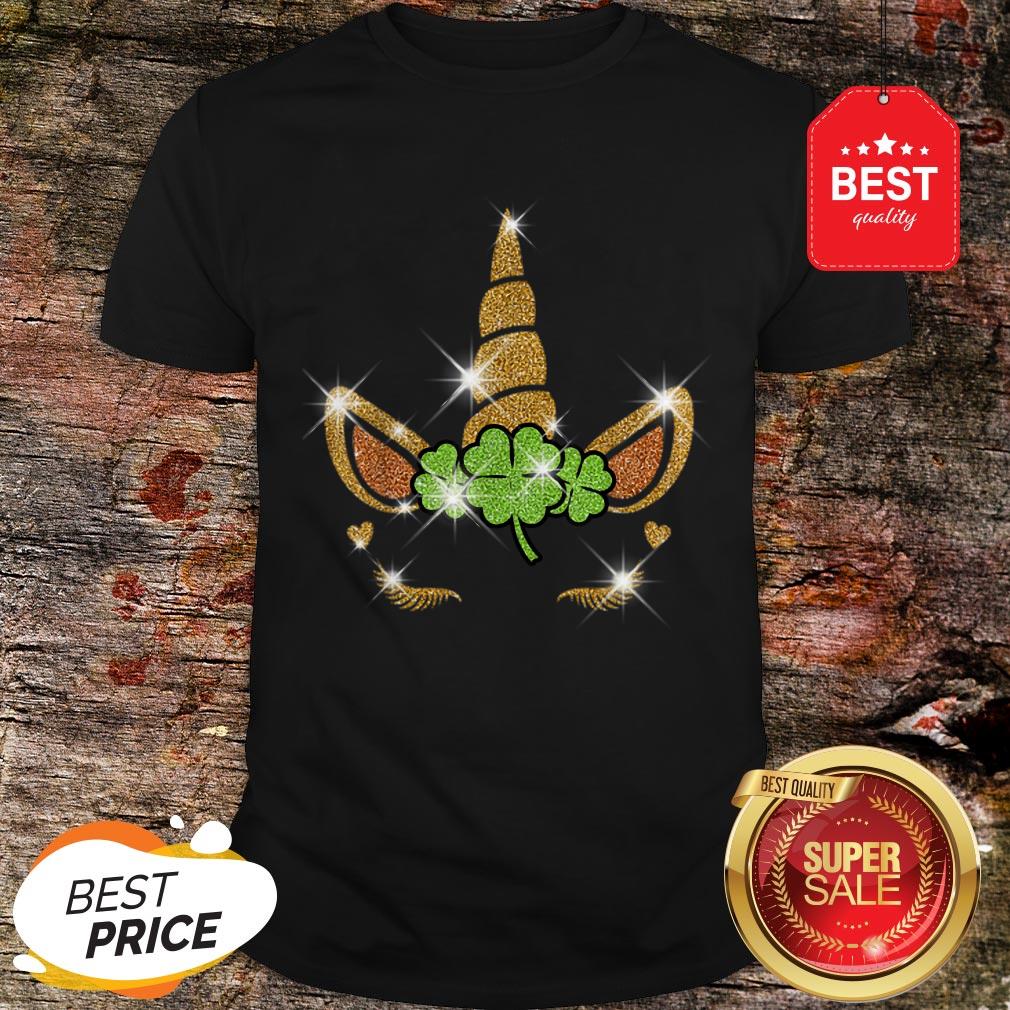 Official Unicorn Face St Patrick’s Day For Girls Women Shirt