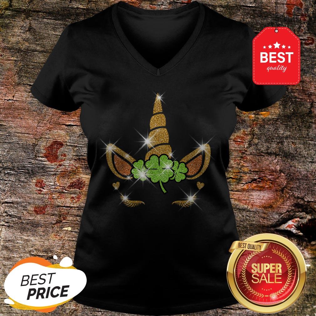 Official Unicorn Face St Patrick’s Day For Girls Women Shirt