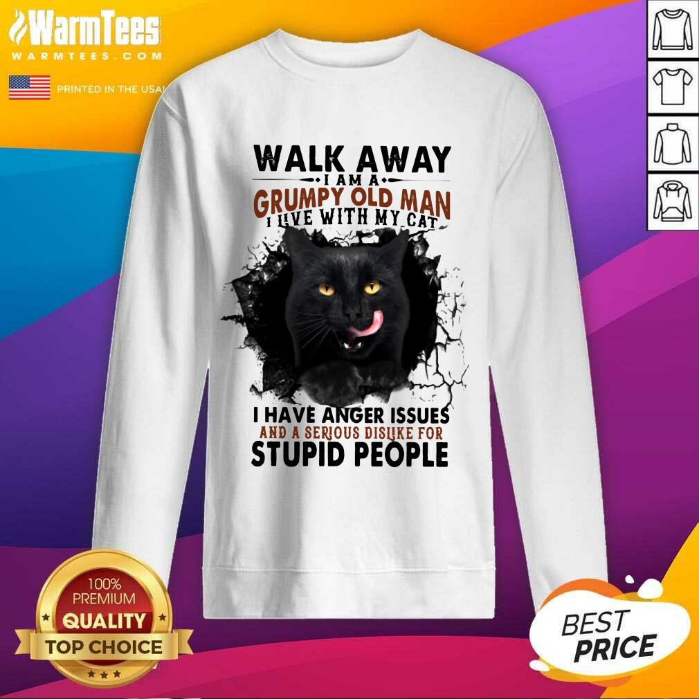 Official Walk Away Black Cat Grumpy Man Shirt