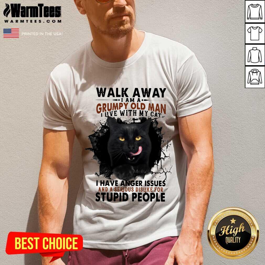 Official Walk Away Black Cat Grumpy Man Shirt