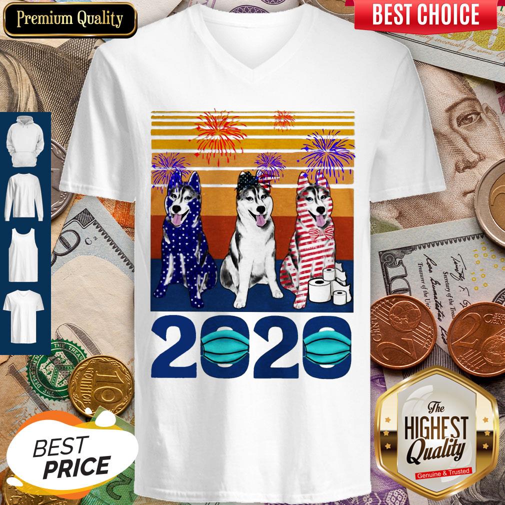 Original Husky 4 Of July 2020 Quarantined Vintage Shirt