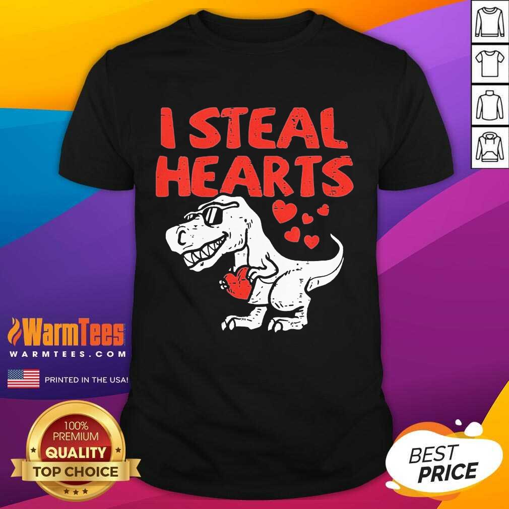 Original Kids I Steal Hearts T Rex Dino Cute Baby Boy Valentines Day Shirt