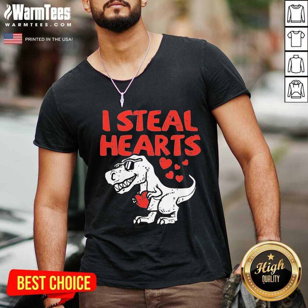 Original Kids I Steal Hearts T Rex Dino Cute Baby Boy Valentines Day Shirt