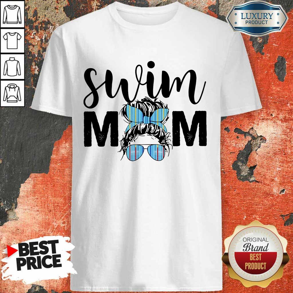 Original Swim Mom Girl Bun Hair Glasses Shirt