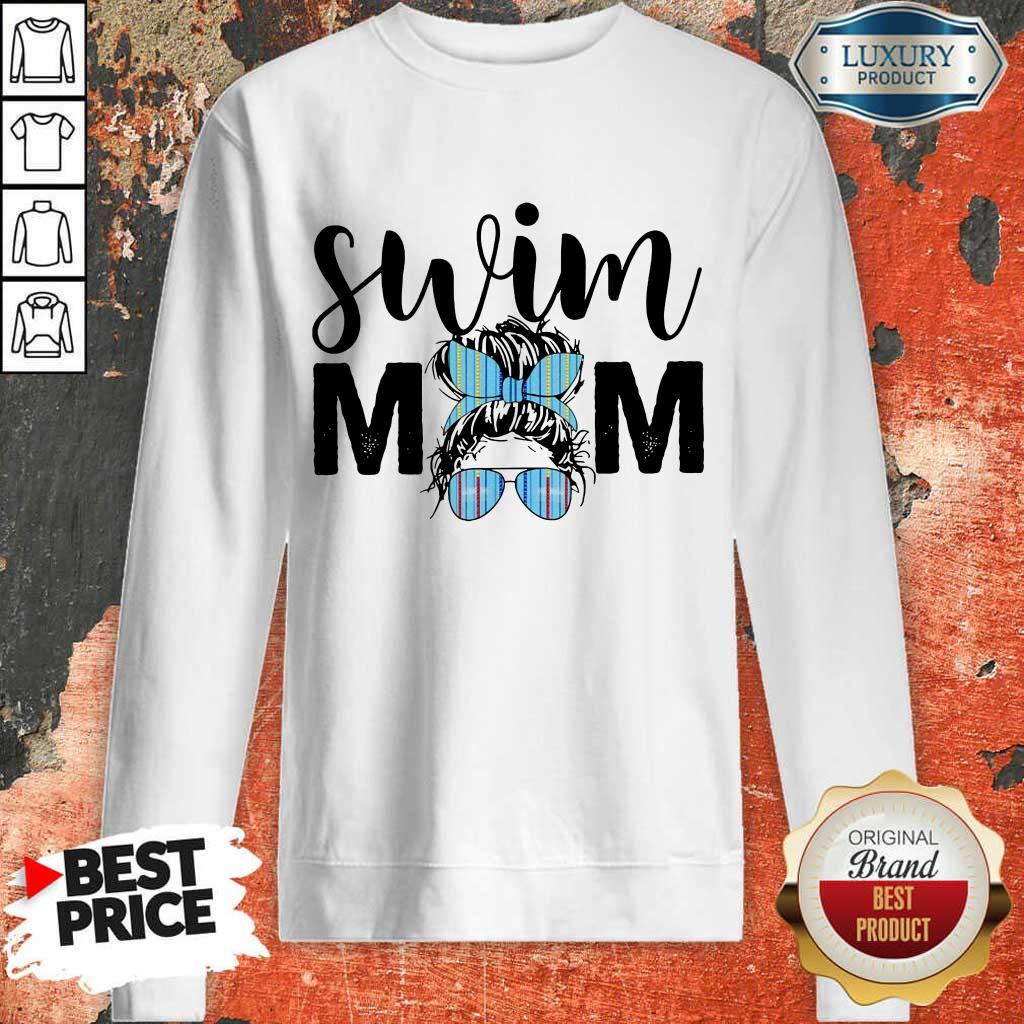 Original Swim Mom Girl Bun Hair Glasses Shirt