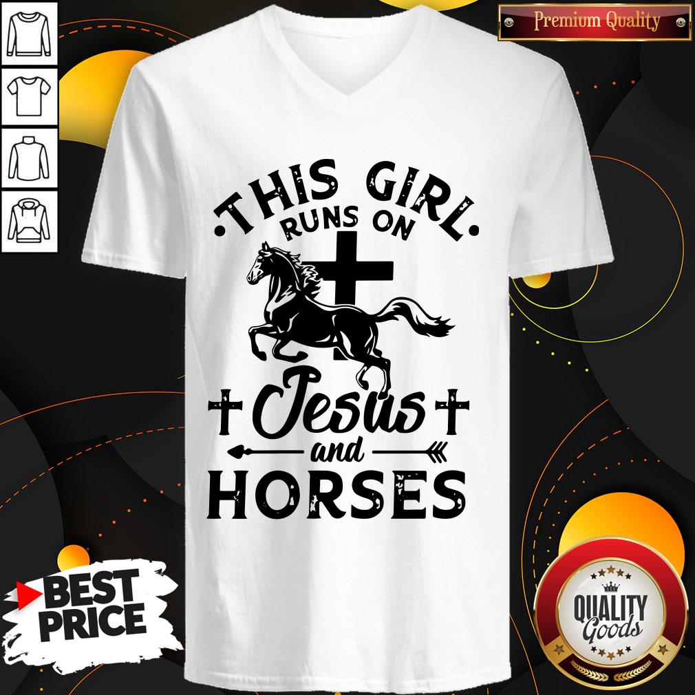 Original This Girl Runs On Jesus And Horses Shirt