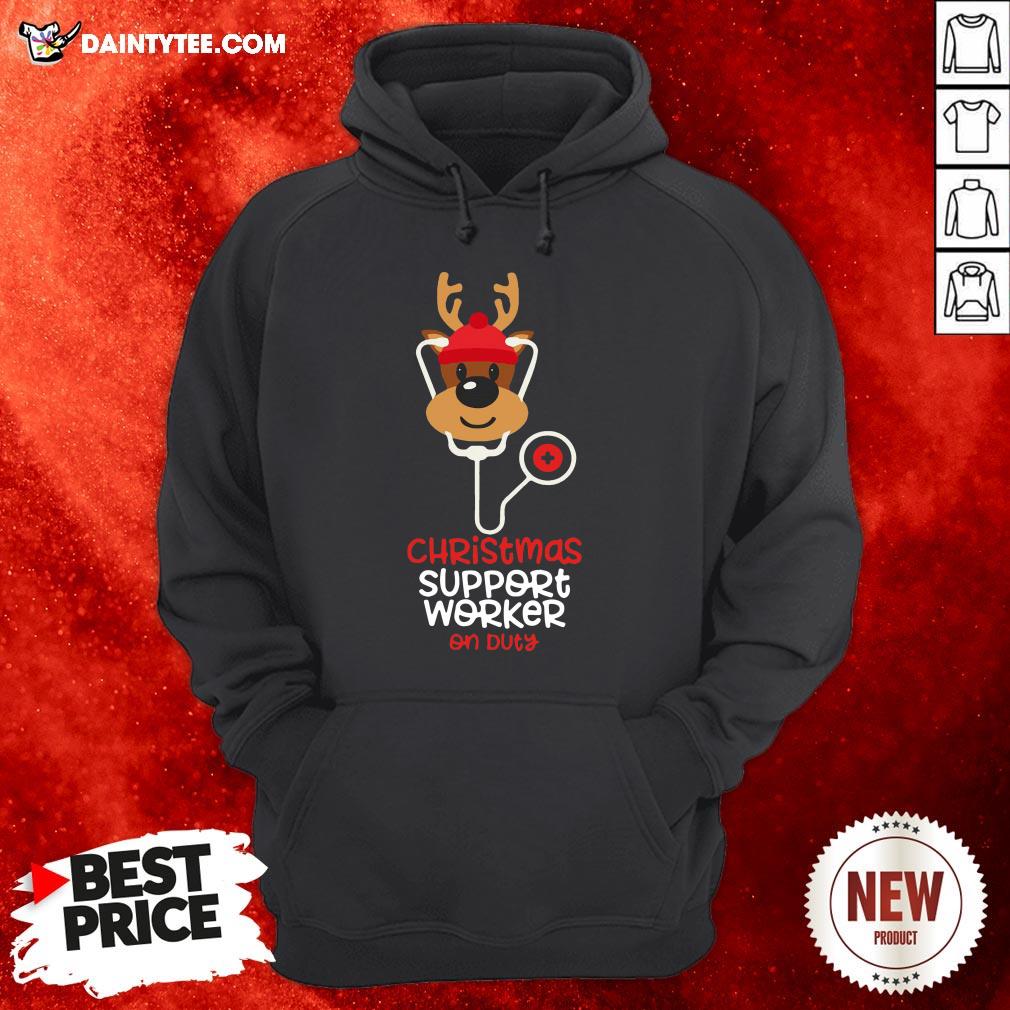 Perfect Christmas Support Worker Reindeer Nurse On Duty Shirt