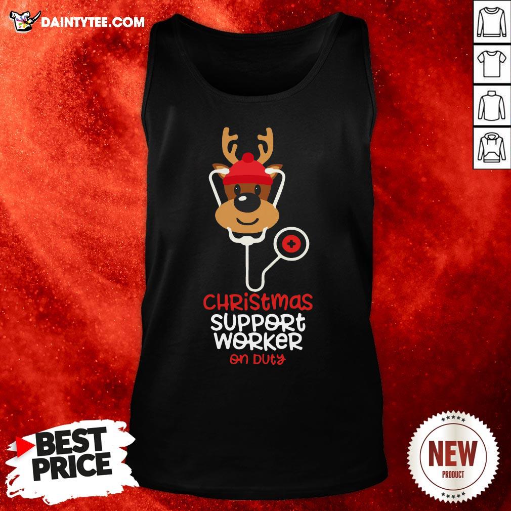 Perfect Christmas Support Worker Reindeer Nurse On Duty Shirt