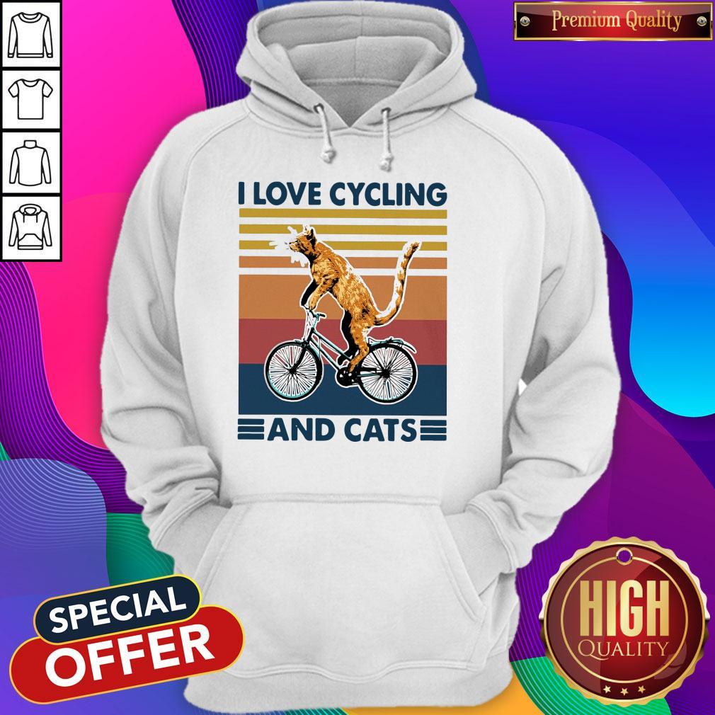 Perfect I Love Cycling And Cat Vintage Retro Shirt
