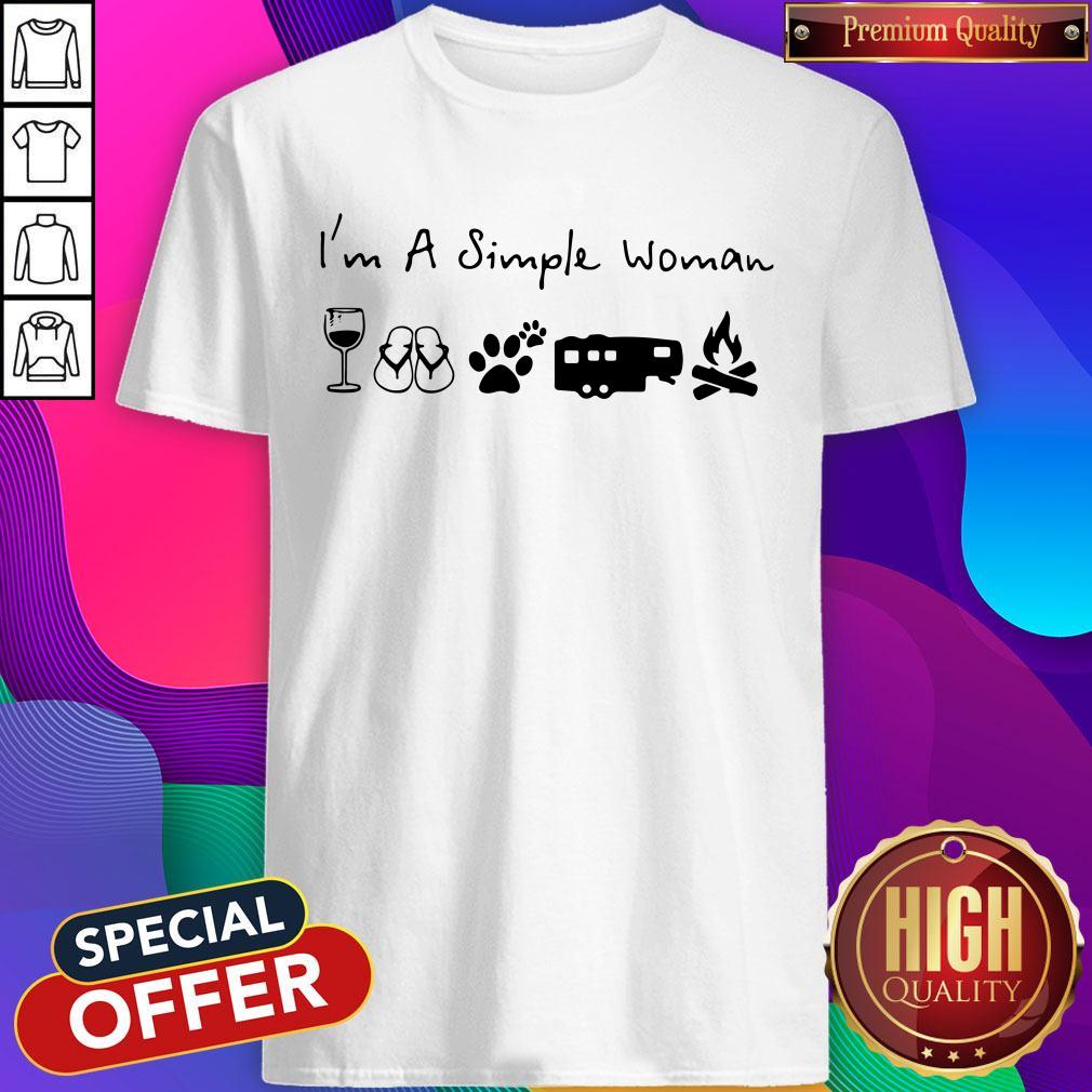 Perfect I’m A Simple Woman Wine Flip Flop Dog Paw Camping And Campfire Shirt