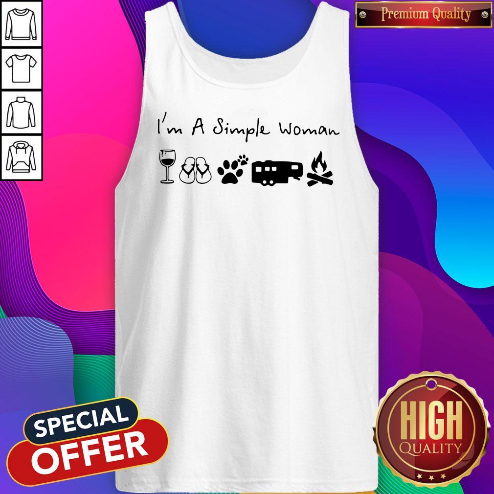 Perfect I’m A Simple Woman Wine Flip Flop Dog Paw Camping And Campfire Shirt
