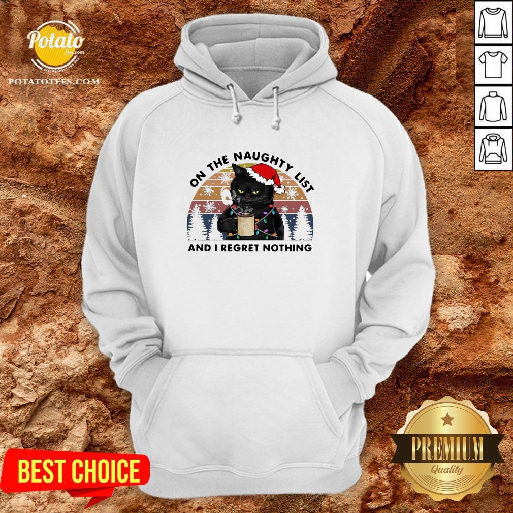 Perfect Santa Black Cat On The Naughty List And I Regret Nothing Vintage Shirt