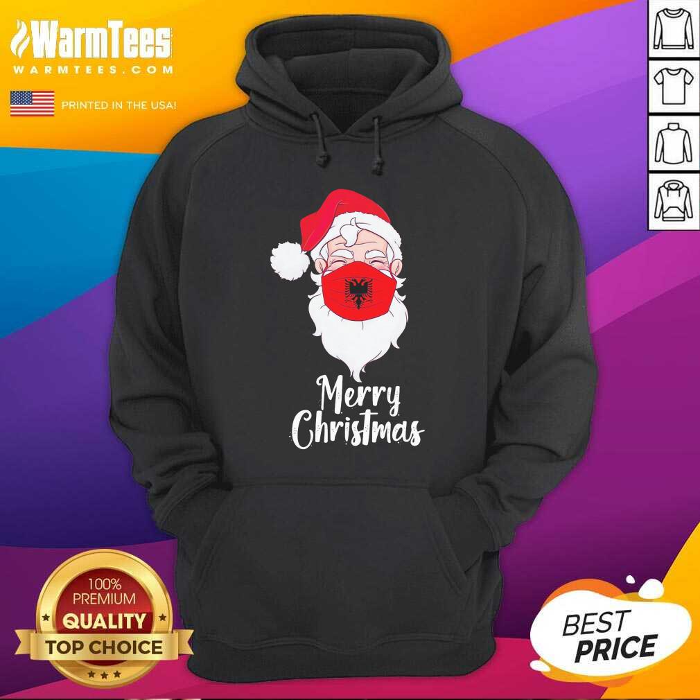 Perfect Santa Claus Face Mask Albania Flag Merry Christmas Shirt
