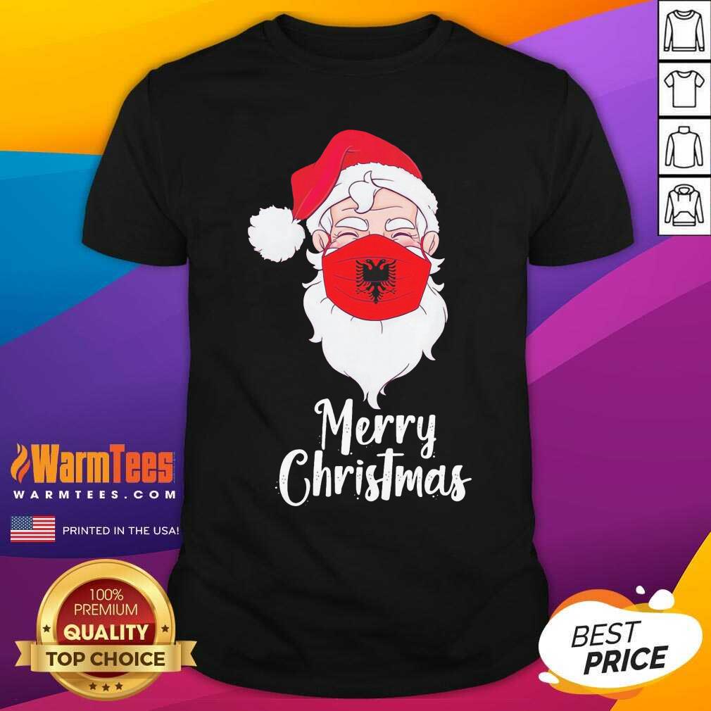 Perfect Santa Claus Face Mask Albania Flag Merry Christmas Shirt