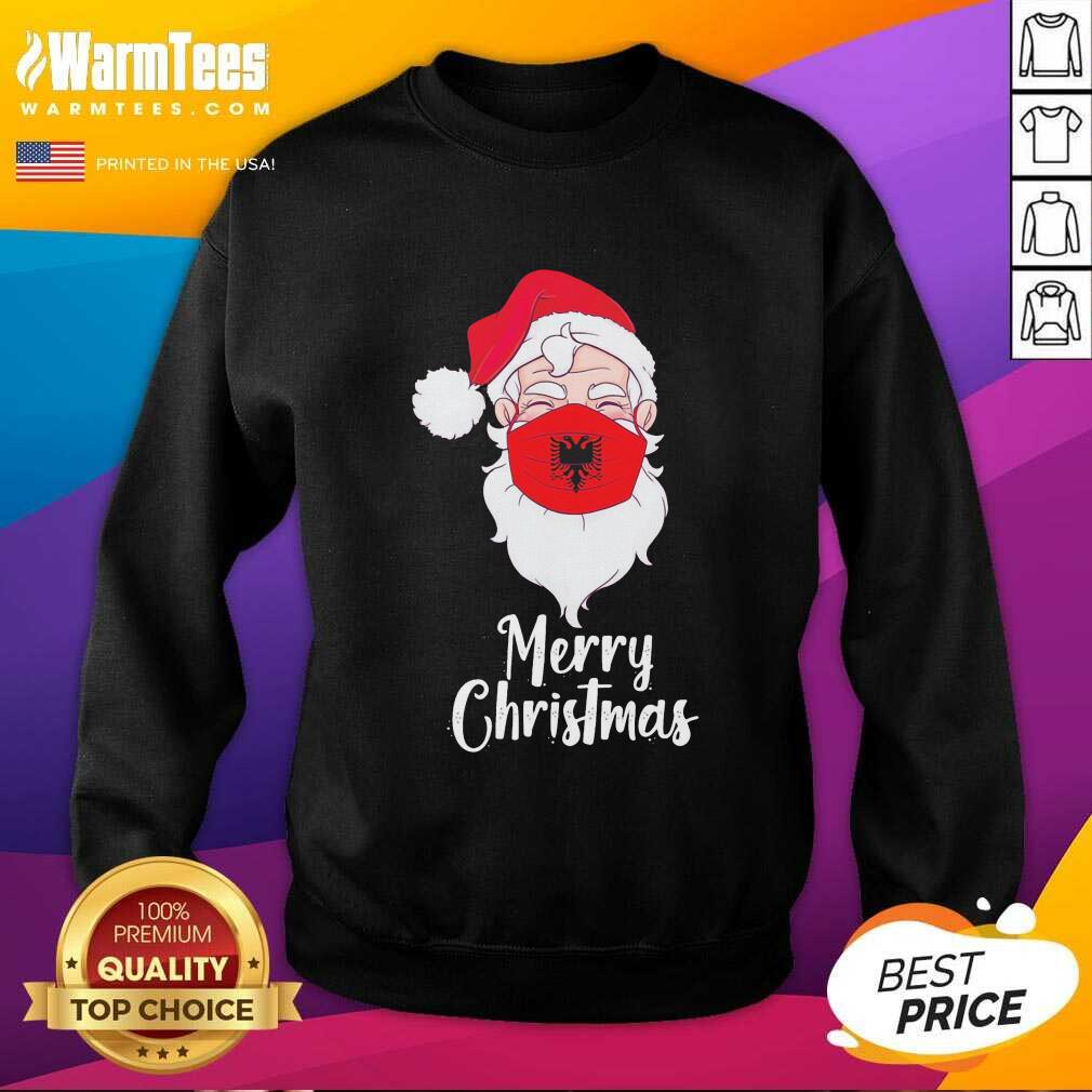 Perfect Santa Claus Face Mask Albania Flag Merry Christmas Shirt