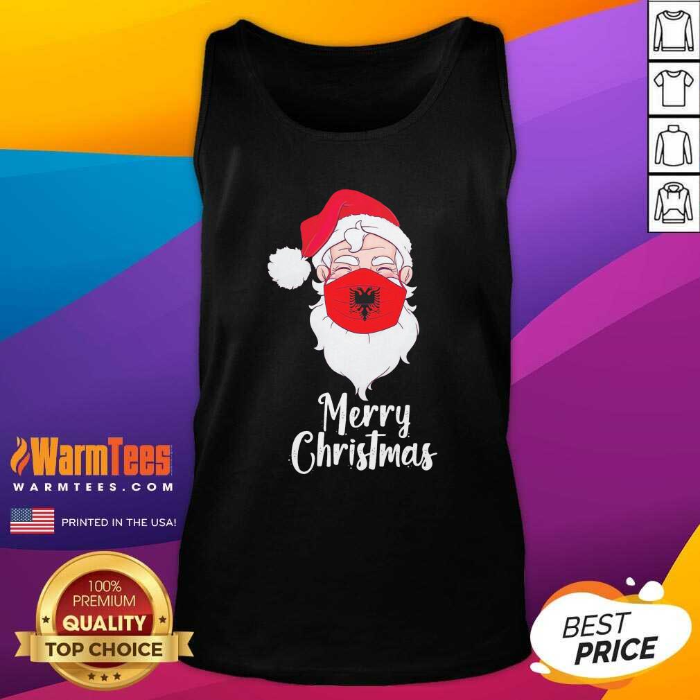 Perfect Santa Claus Face Mask Albania Flag Merry Christmas Shirt