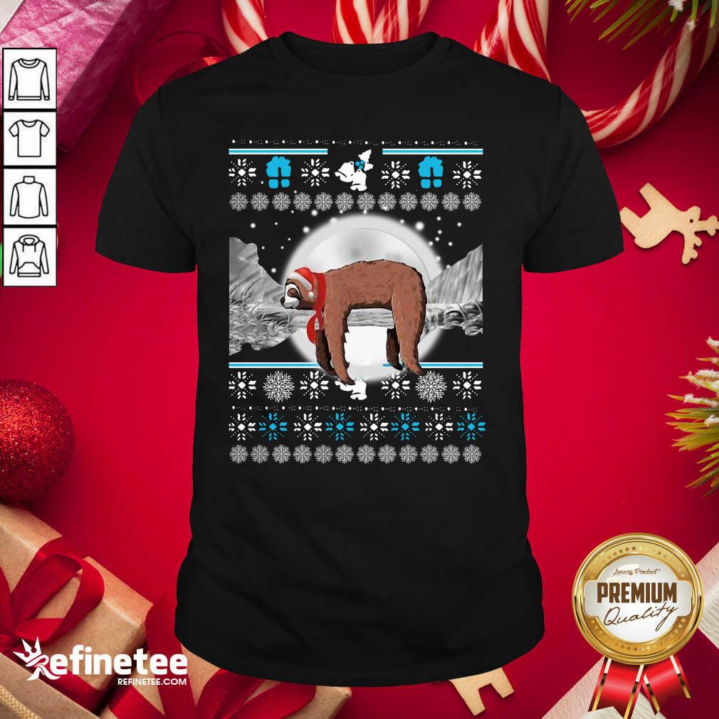 Perfect Sloth Hat Santa Sleep Ugly Christmas Shirt