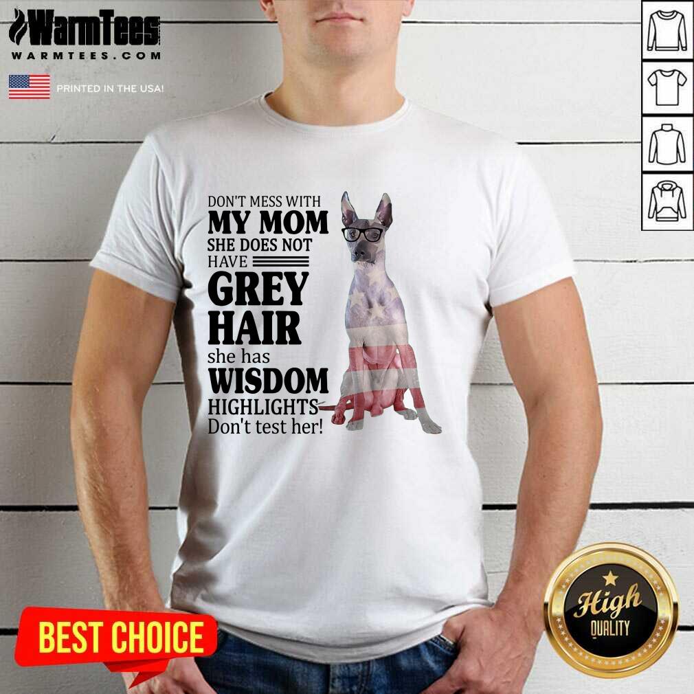 Perfect Xoloitzcuintli My Mom Grey Hair Wisdom Highlights American Flag Shirt