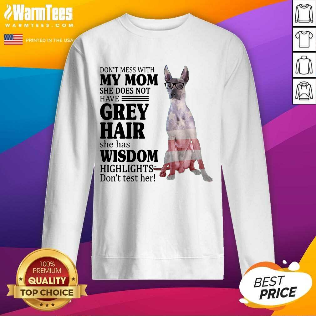 Perfect Xoloitzcuintli My Mom Grey Hair Wisdom Highlights American Flag Shirt