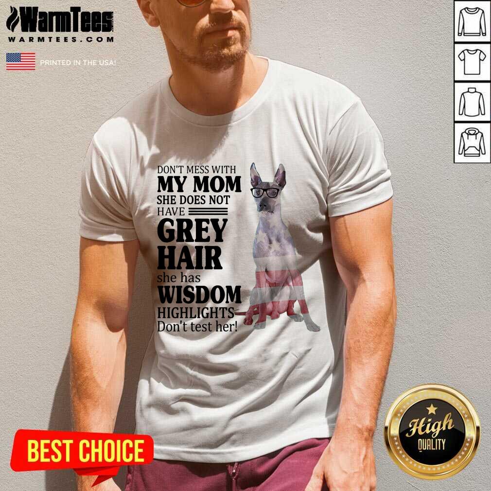 Perfect Xoloitzcuintli My Mom Grey Hair Wisdom Highlights American Flag Shirt