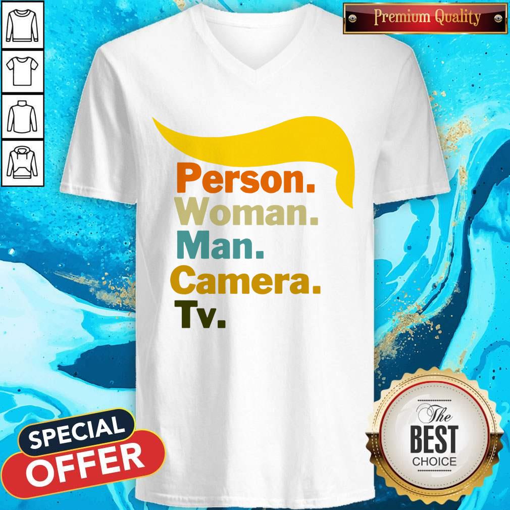 Person Woman Man Camera TV Cognitive Test Shirt Trump Words 2020
