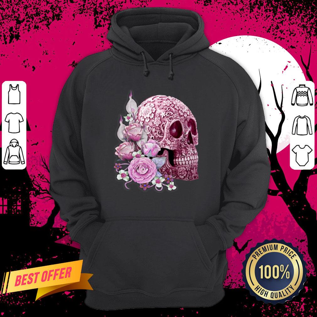Pink Floral Pink Flowers Sugar Skull Day Of The Dead Shirt