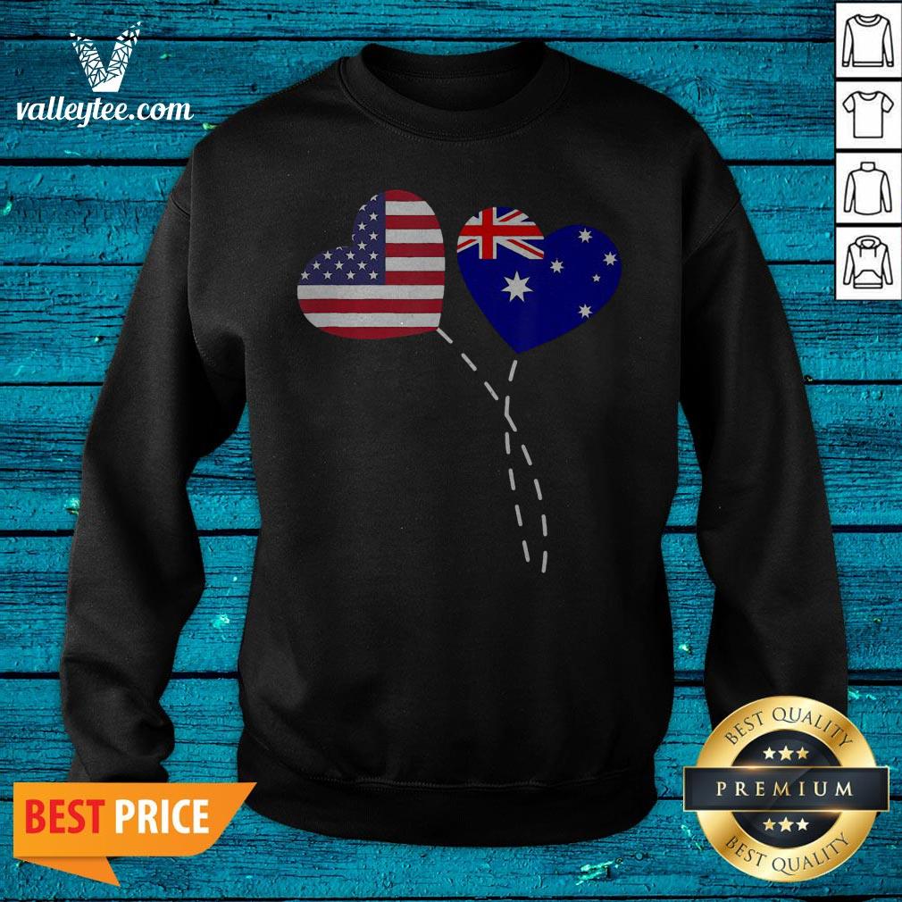 Loving Australia USA Flag Heart Australian Americans Love Shirt