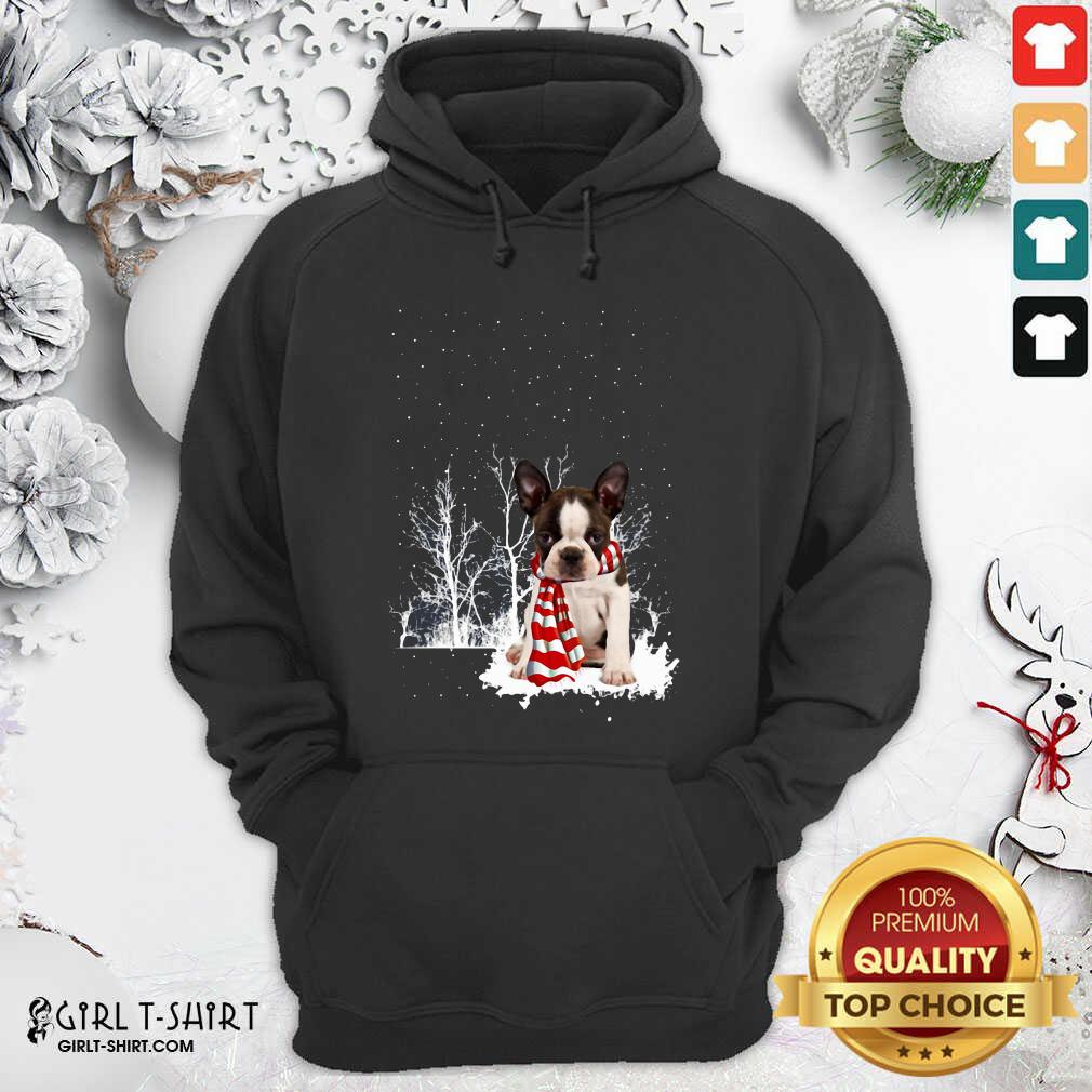 Premium Boston Terrier Snow Scarf Christmas Shirt